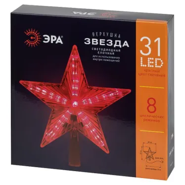 Светодиодная елочная верхушка Звезда, ENGEV-02 31 LED, h21 см,длина провода 2,5 м., 220V, IP20 | Б0056008 | ЭРА