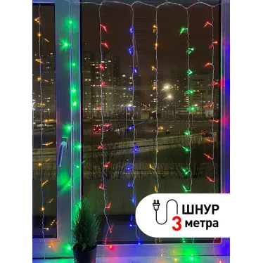 Гирлянда светодиодная  Дождь/Занавес 1,8 м*1,5 м мультиколор 8 режимов,  ENIZ-01M  , 220V, IP20 (60/720) | Б0041900 | ЭРА