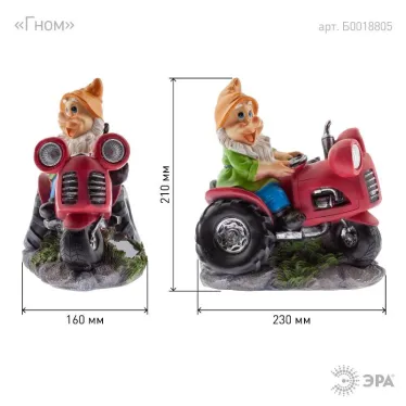 Cветильник садовый декоративный SL-RSN21-GCAR на солнечной батарее, полистоун, цветной, 21 см | Б0018805 | ЭРА