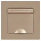 Розетка Intro Accent 6-203-04 2P+E Schuko с крышкой, 16А-250В, IP20, СУ, шампань