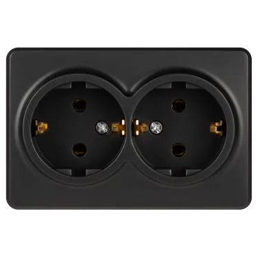 Розетка Эксперт 11-2205-05 двойная с заземлением 2х2P+E Schuko IP20 16A-250В ОУ антрацит