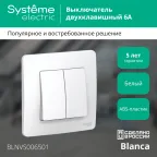 BLANCA скрытой установки двухклавишный выключатель (cх.5), 6а, 250в, белый