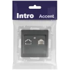 Розетка Intro Accent 6-303-07 информационная RJ45, IP20, СУ, графит