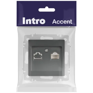 Розетка Intro Accent 6-303-07 информационная RJ45, IP20, СУ, графит