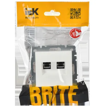 BRITE Розетка компьютерная двойная кат.5E RJ45 РК10-2-БрБ белый