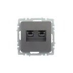BRITE Розетка компьютерная двойная RJ45 кат.5E РК10-2-БрС сталь