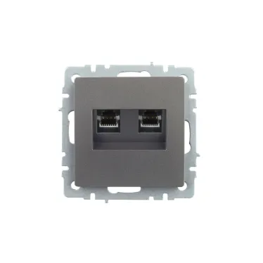 BRITE Розетка компьютерная двойная RJ45 кат.5E РК10-2-БрС сталь