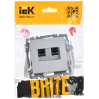BRITE Розетка компьютерная двойная RJ45 кат.5E РК10-2-БрА алюминий