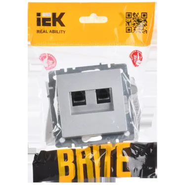 BRITE Розетка компьютерная двойная RJ45 кат.5E РК10-2-БрА алюминий