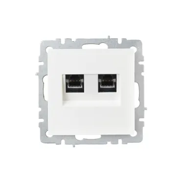 BRITE Розетка компьютерная двойная RJ45 кат.6 РК11-2-БрБ белый IEK