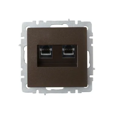 BRITE Розетка компьютерная двойная RJ45 кат.6 РК11-2-БрТБ темная бронза IEK