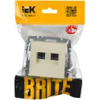 BRITE Розетка двойная RJ11+RJ45 кат.5E РК/Т12-БрКр бежевый