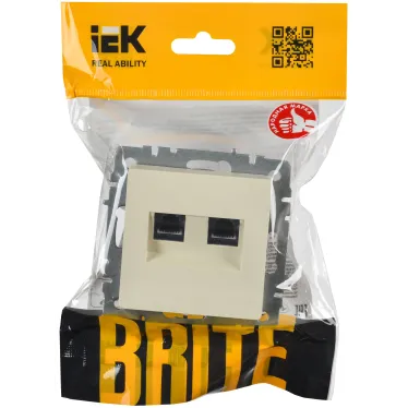 BRITE Розетка двойная RJ11+RJ45 кат.5E РК/Т12-БрКр бежевый