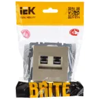 BRITE Розетка двойная RJ11+RJ45 кат.5E РК/Т12-БрШ шампань