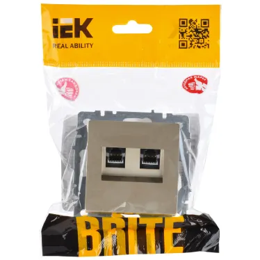 BRITE Розетка двойная RJ11+RJ45 кат.5E РК/Т12-БрШ шампань