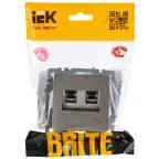 BRITE Розетка двойная RJ11+RJ45 кат.5E РК/Т12-БрС сталь