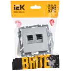 BRITE Розетка двойная RJ11+RJ45 кат.5E РК/Т12-БрА алюминий