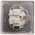 GLOSSA Розетка с заземлением со шторками с крышкой белая в сборе IP20