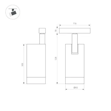Светильник MAG-ORIENT-SPOT-R45-12W Warm3000 (BK, 24 deg, 48V, DALI) (Arlight, IP20 Металл, 3 года) | 033827 | Arlight