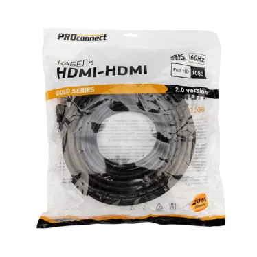Кабель HDMI - HDMI 2.0, 20м., Gold PROconnect