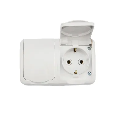 Блок горизонтальный 2 розетки Mini OG IP54 с заземлением, о/у, белый
