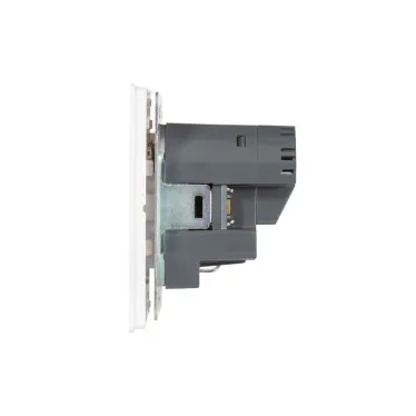 Розетка ROUND одинарная с/з скрытой установки з/ш 16А с USB A+C быстрой зарядки 5В/3А механизм перламутр