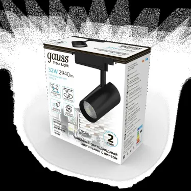 Светильник светодиодный трековый цилиндр 32W 2940lm 4000K 180-220V IP20 75*216мм черный линза 36º | TR088 | Gauss
