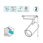Светильник светодиодный трековый цилиндр 32W 2940lm 4000K 180-220V IP20 75*216мм черный линза 36º | TR088 | Gauss