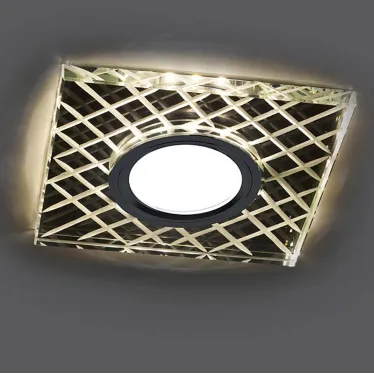 Светильник точечный встраиваемый под лампу, с LED подсветкой CD984 15LED*2835 SMD 4000K, MR16 50W G5.3, "квадрат", прозрачный, хром | 32572 | FERON