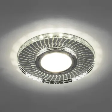 Светильник точечный встраиваемый под лампу, с LED подсветкой CD979 15LED*2835SMD 4000K, MR16 50W G5.3, прозрачный, хром | 32995 | FERON