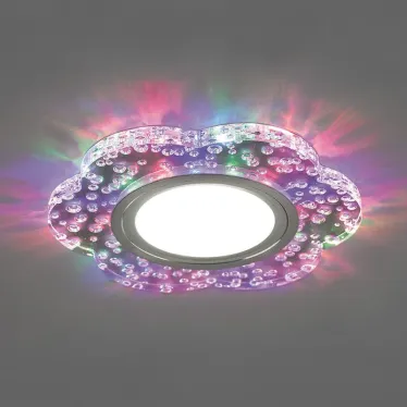 Светильник точечный встраиваемый под лампу, с LED подсветкой CD954 15LED*2835 SMD RGB, MR16 50W G5.3, "цветок", прозрачный | 32540 | FERON