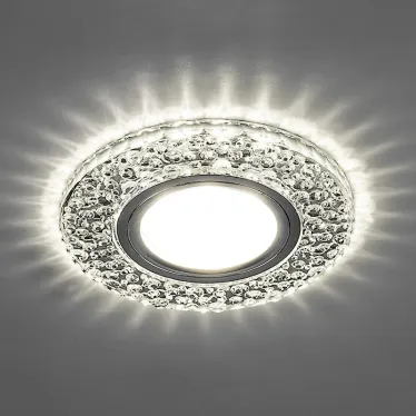 Светильник точечный встраиваемый под лампу, с LED подсветкой CD945 15LED*2835SMD 4000K, MR16 50W G5.3, прозрачный, хром | 32993 | FERON