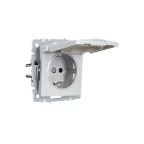 BRITE Розетка с заземлением с защитными шторками и крышкой 16А IP20 РСбш10-3-БрА алюминий