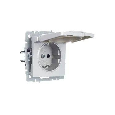 BRITE Розетка с заземлением с защитными шторками и крышкой 16А IP20 РСбш10-3-БрА алюминий