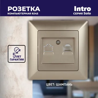 Розетка информационная RJ45, СУ, Solo, шампань, 4-303-04