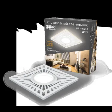 Светильник точечный встраиваемый Backlight BL127 Квадрат. Белый, Gu5.3, 3W, LED 3000K | BL127 | Gauss