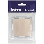 Выключатель Intro Accent 6-106-04 тройной, 10А-250В, IP20, СУ, AL/CU, шампань