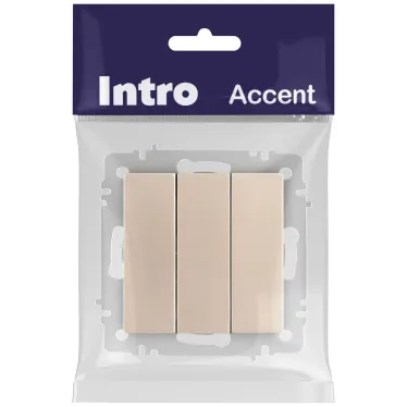 Выключатель Intro Accent 6-106-04 тройной, 10А-250В, IP20, СУ, AL/CU, шампань