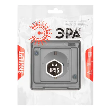 Розетка Эксперт 11-2501-01 2P+E IP55, 16A-250В, ОУ, белый
