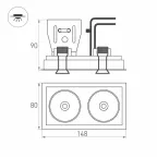 Светильник CL-SIMPLE-S148x80-2x9W Warm3000 (BK, 45 deg) | 028151 | Arlight