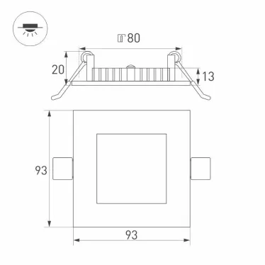 Светильник DL-93x93M-5W Warm White | 020123 | Arlight