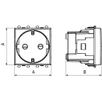 Avanti Розетка ''Черный квадрат'', 2P+E, с защитными шторками, 2 модульная