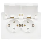 Розетка Intro 7-207-01 Style 2P+E Schuko с крышкой штор., 16А-250В, IP20, СУ, белый