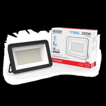 Прожектор светодиодный LED Elementary 100W 6600lm IP65 6500К черный ПРОМО 1/10 | 613100100P | Gauss