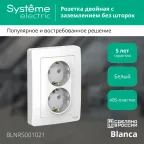 BLANCA скрытой установки розетка двойная с заземлением без шторок, 16А, 250В, белый