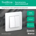 BLANCA скрытой установки двухклавишный выключатель (cх.5), 10A, 250B, белый