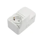 Блок горизонтальный 2 розетки (керамика) Mini OG IP54 с заземлением, о/у, белый