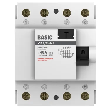 Устройство защитного отключения УЗО ВД-40 4P 40А/30мА электронный Basic