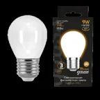                  Лампа светодиодная Filament Шар 9W 590lm 3000К Е27 milky LED 1/10/50 | 105202109 | Gauss
               