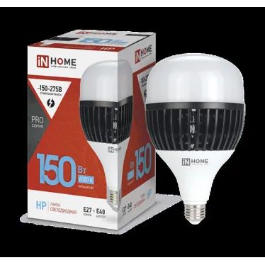Лампа светодиодная LED-HP-PRO 150Вт 230В E27 с адаптером Е40 6500К 14250Лм IN HOME |4690612035703 | IN HOME